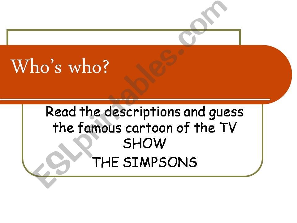 who´s who? Simpsons description 
