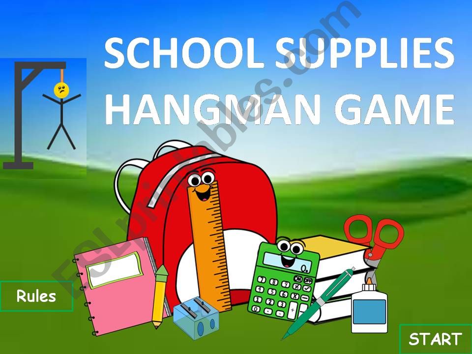 School Supplies Hangman powerpoint