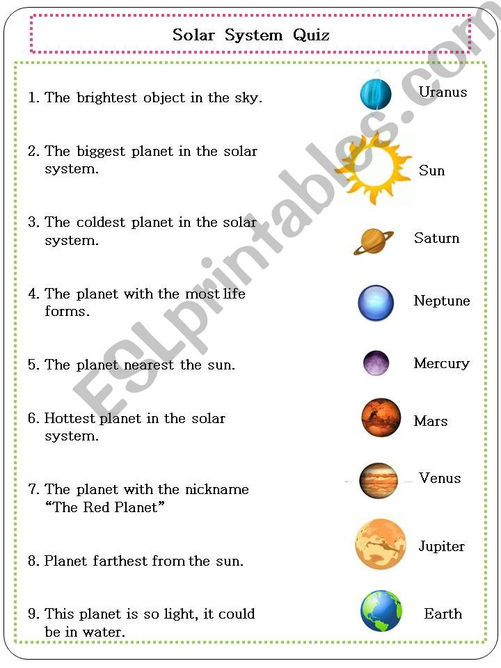 Solar system worksheet powerpoint