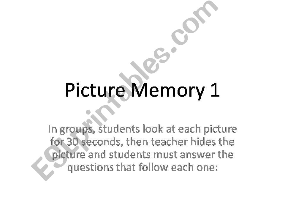Picture Memory Game powerpoint