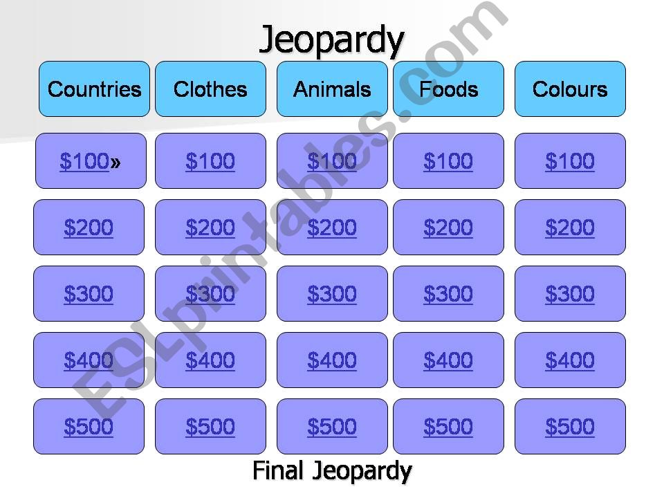 Jeopardy powerpoint