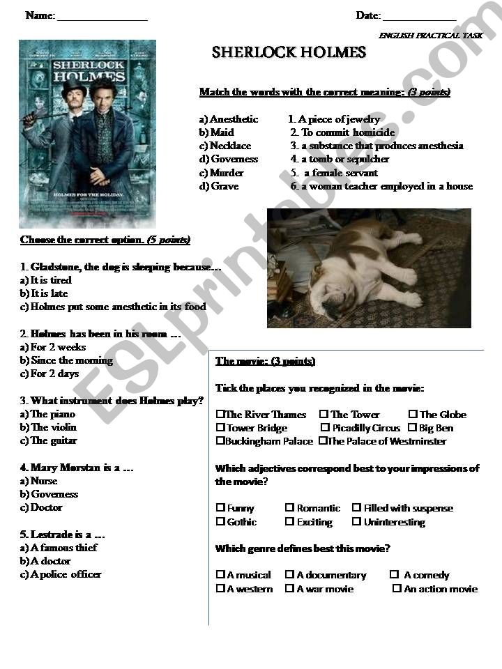 Sherlock Holmes Movie Task powerpoint