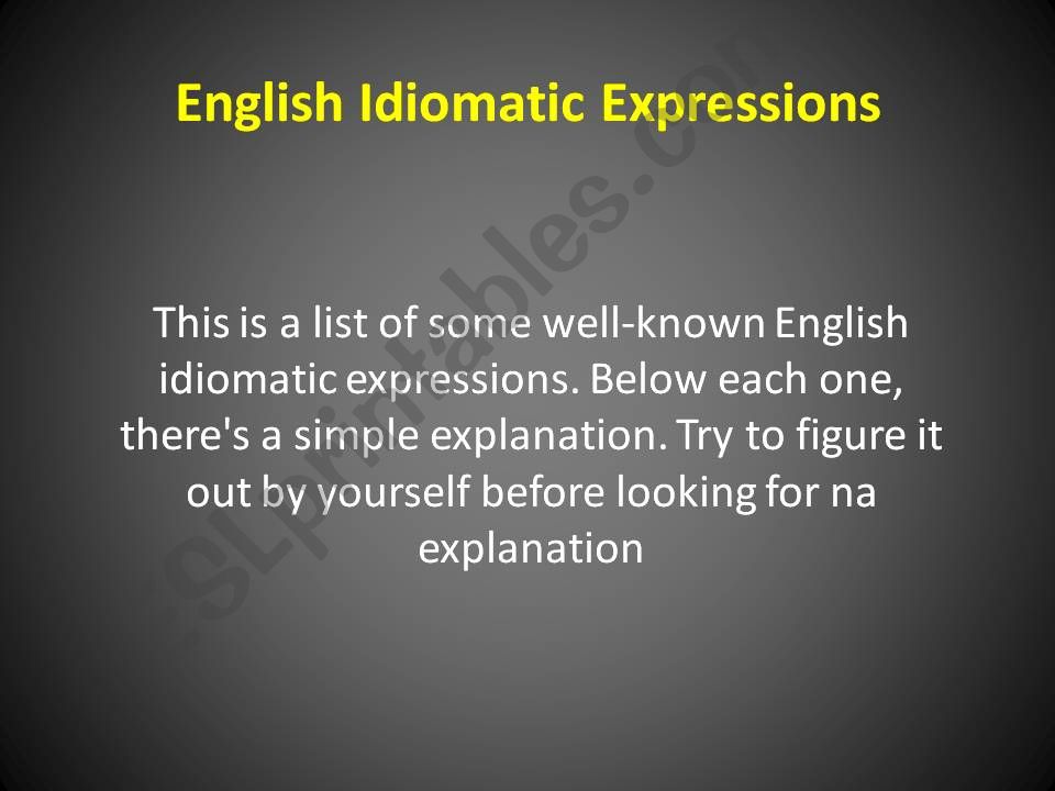 Idiomatic Expressions Explained