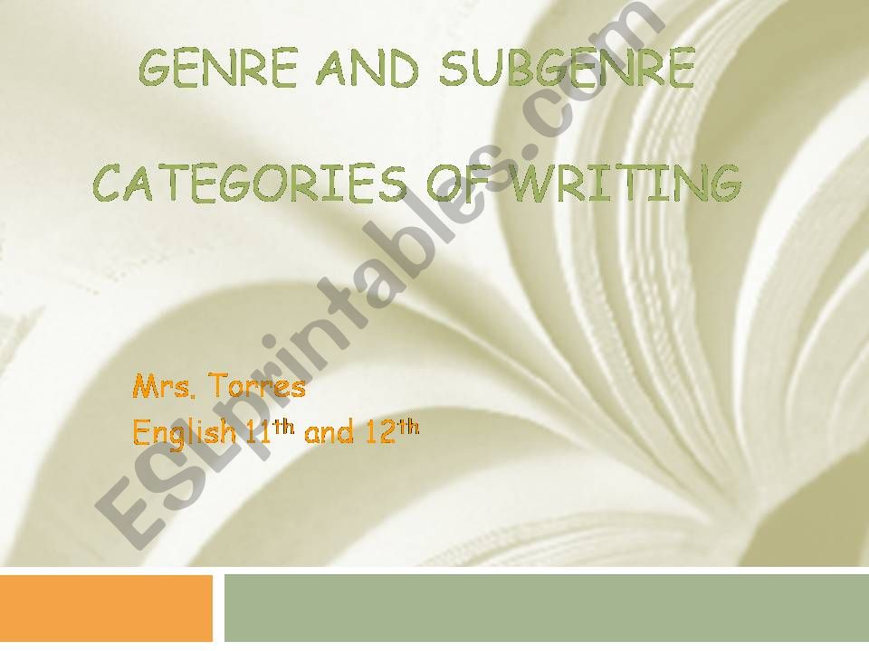 Genre and Subgenre powerpoint