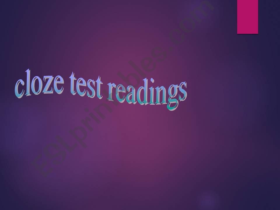 cloze test -reading powerpoint