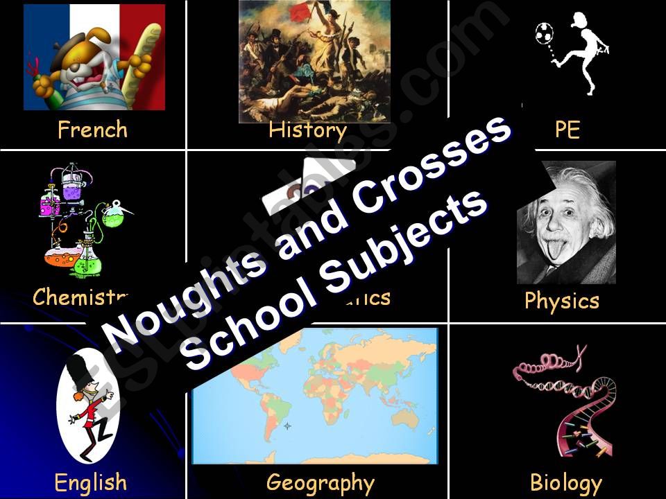 Noughts and Crosses Game - School Subjects