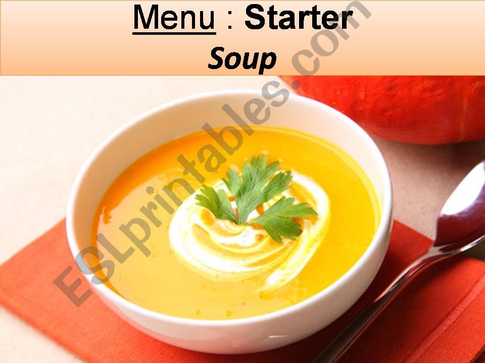 menu  starters. powerpoint