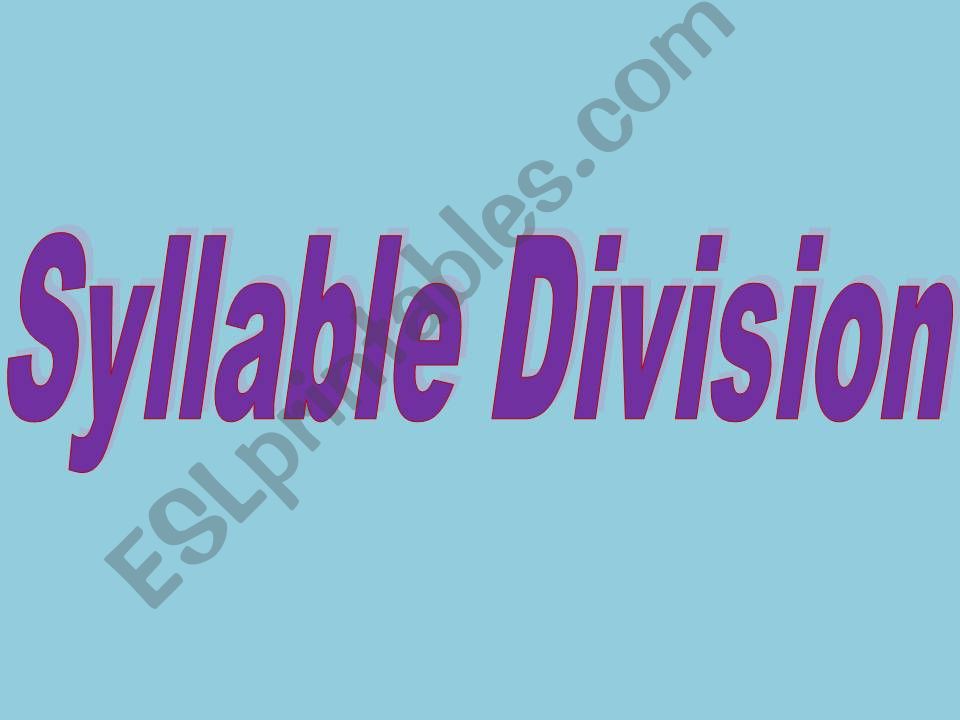 syllable divisions powerpoint