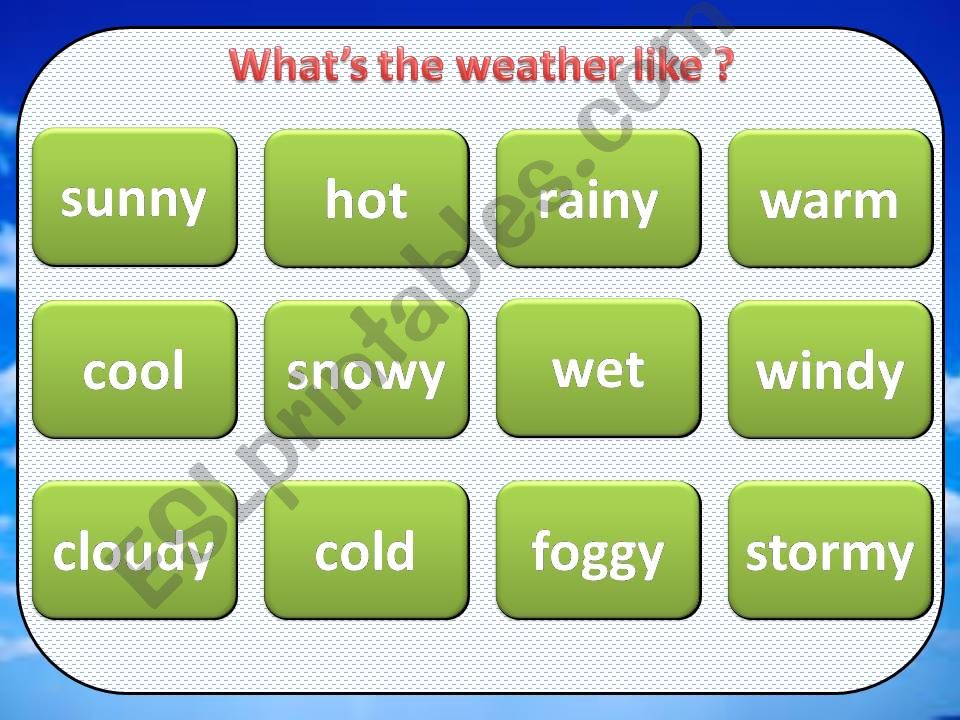 Weather flashcards powerpoint