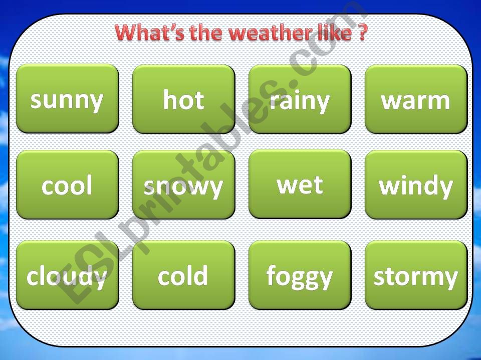 Weather flashcards powerpoint