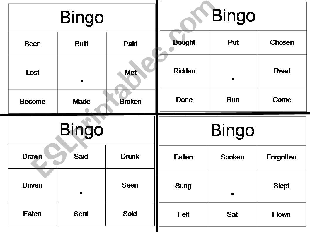 BINGO past participle powerpoint