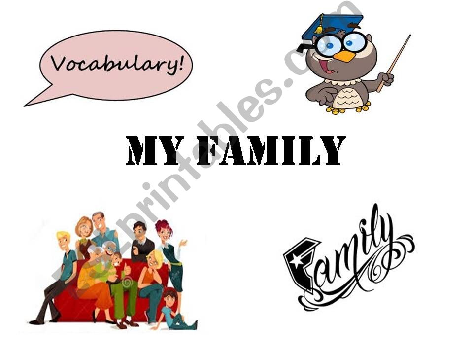My family! Vocabulary with cartoon characters