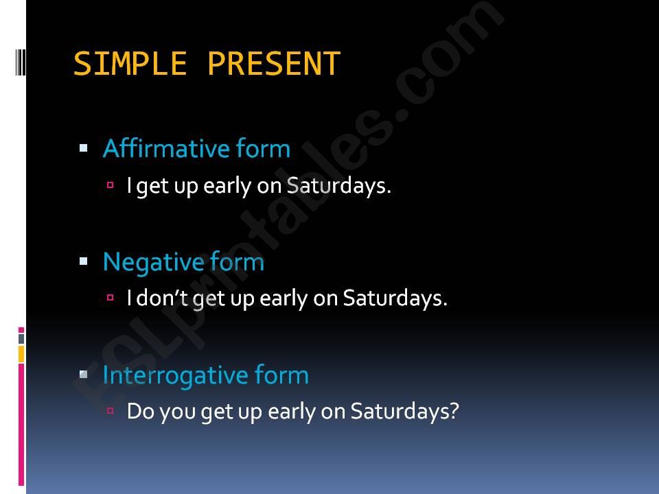 Simple present, verb to be and telling the time