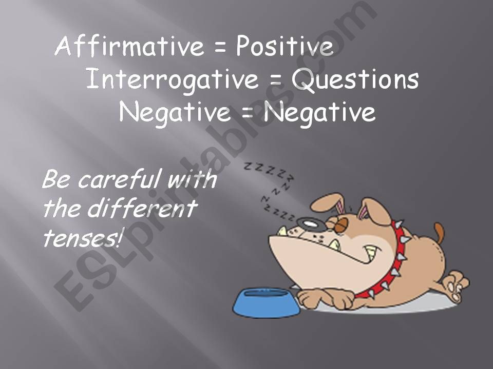 Affirmative, interrogative and negative sentences
