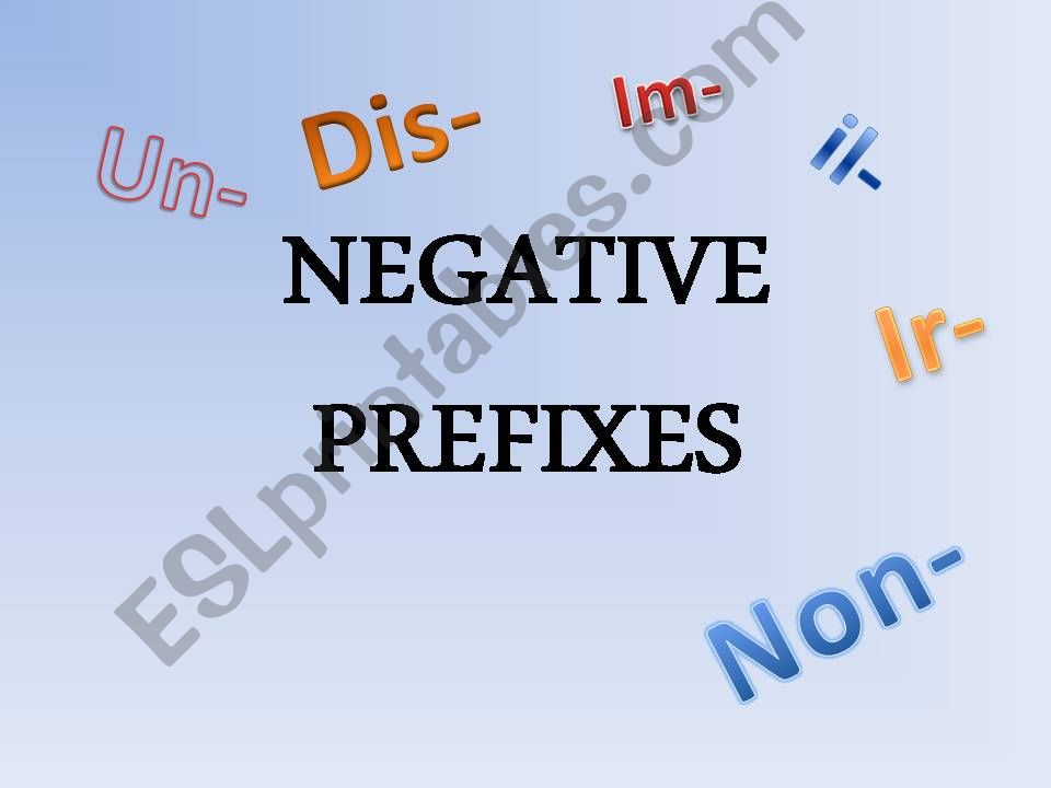 NEGATIVE PREFIXES powerpoint