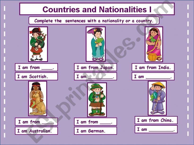Countries and nationalities with children 1