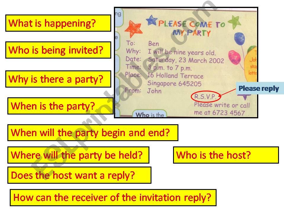 birthday invitation card with questions