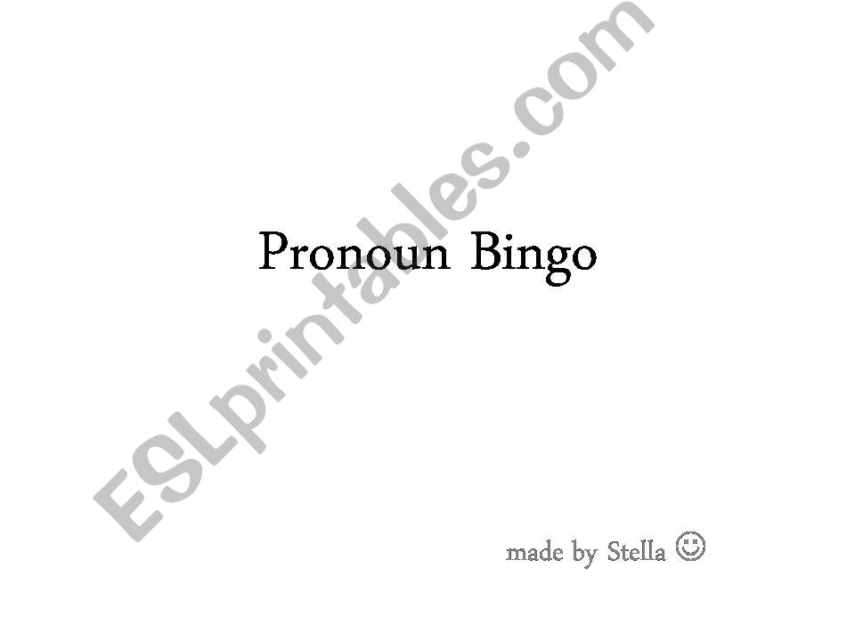 Pronoun Bingo powerpoint