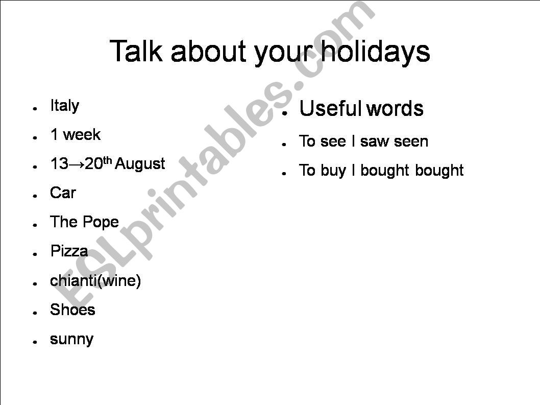 talking about holidays powerpoint