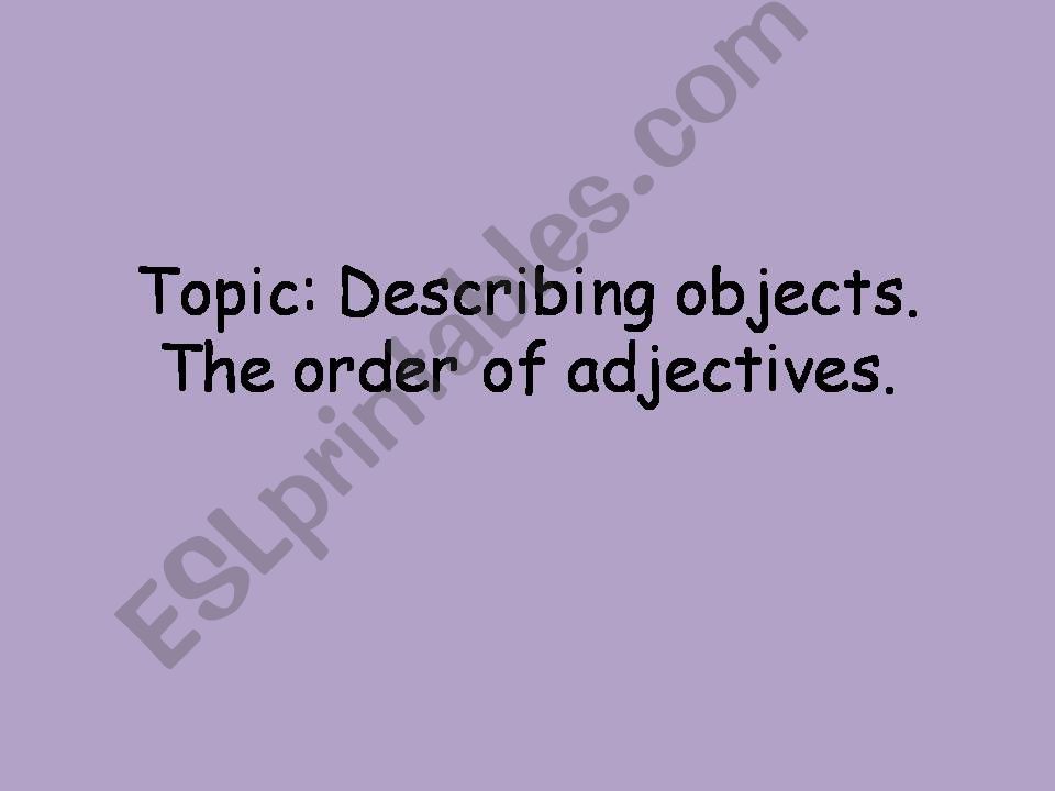 The Order of Adjectives powerpoint