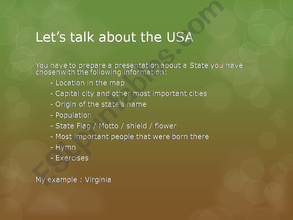USA States project: Virginia powerpoint