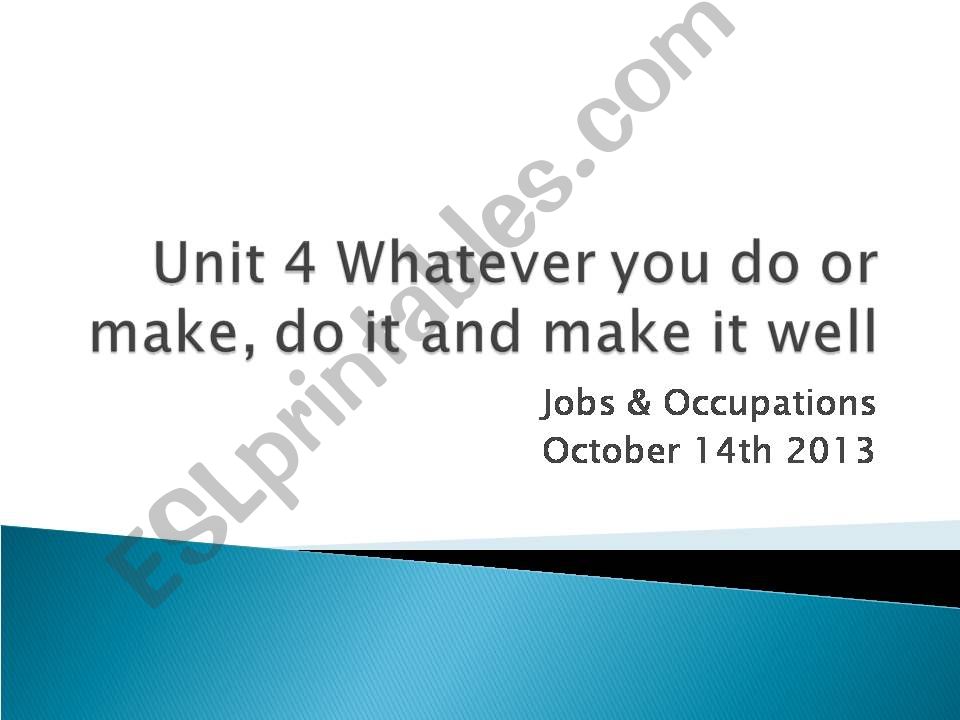Jobs and Occupations powerpoint