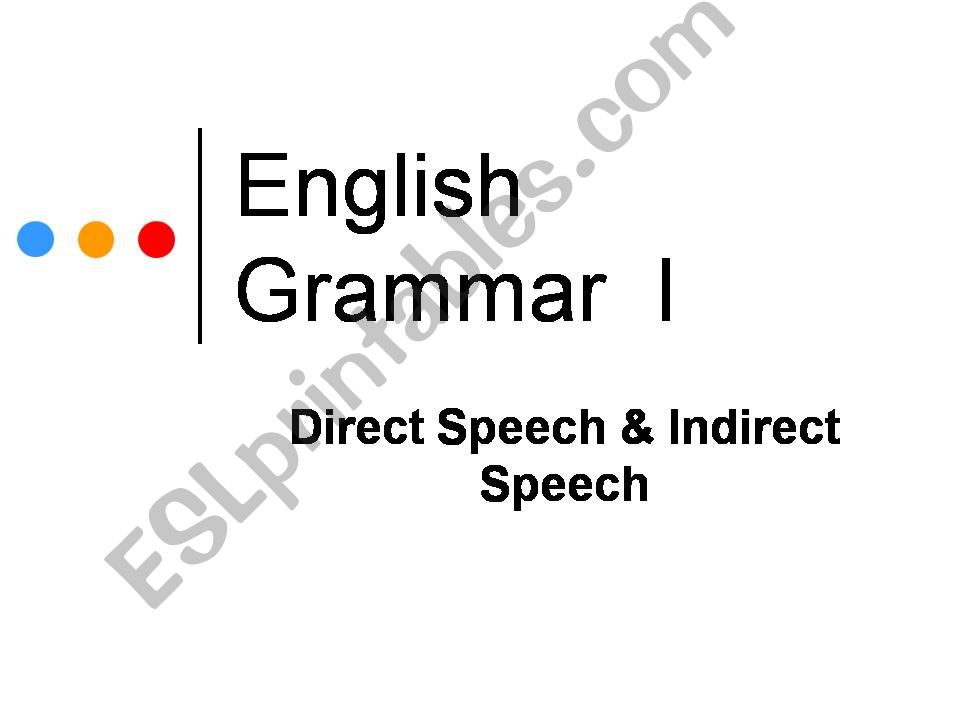 Direct and Indirect Speech powerpoint