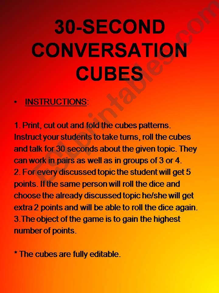 Conversation cubes powerpoint