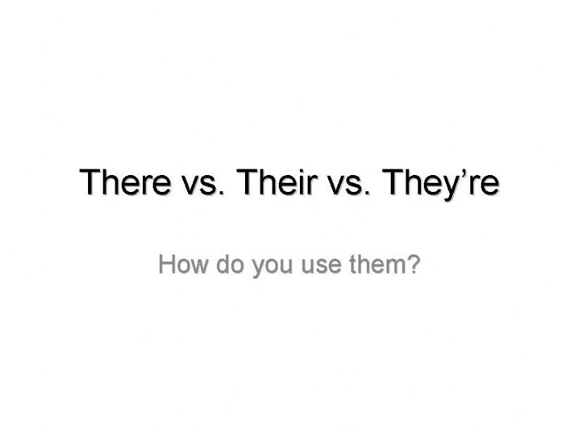 Homophones / homonyms Their, Theyre, There