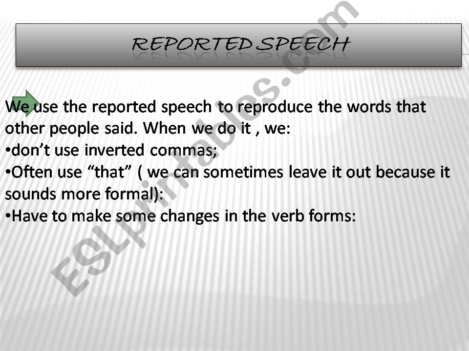 reported speech powerpoint