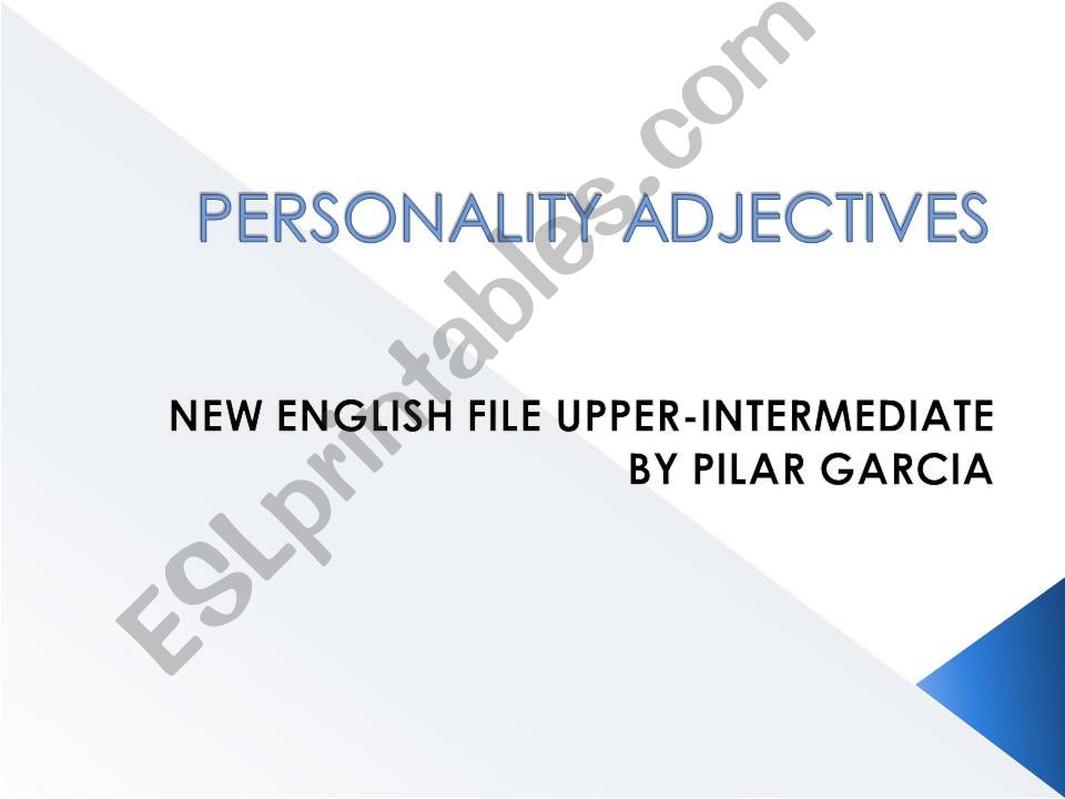 Personality adjectives New English File Upper-intermediate