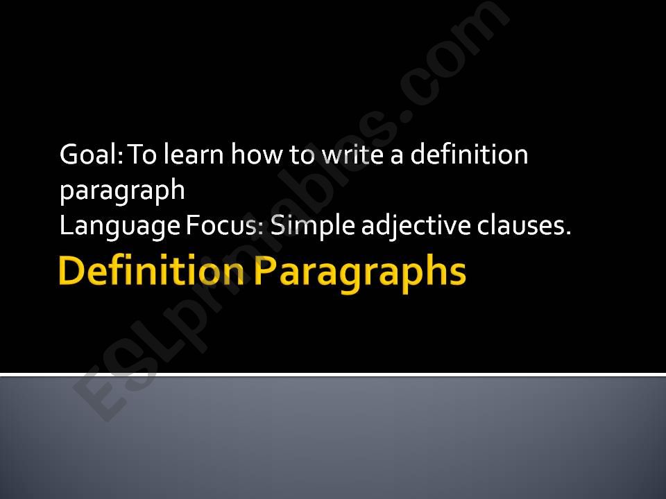 Definition Paragraph powerpoint