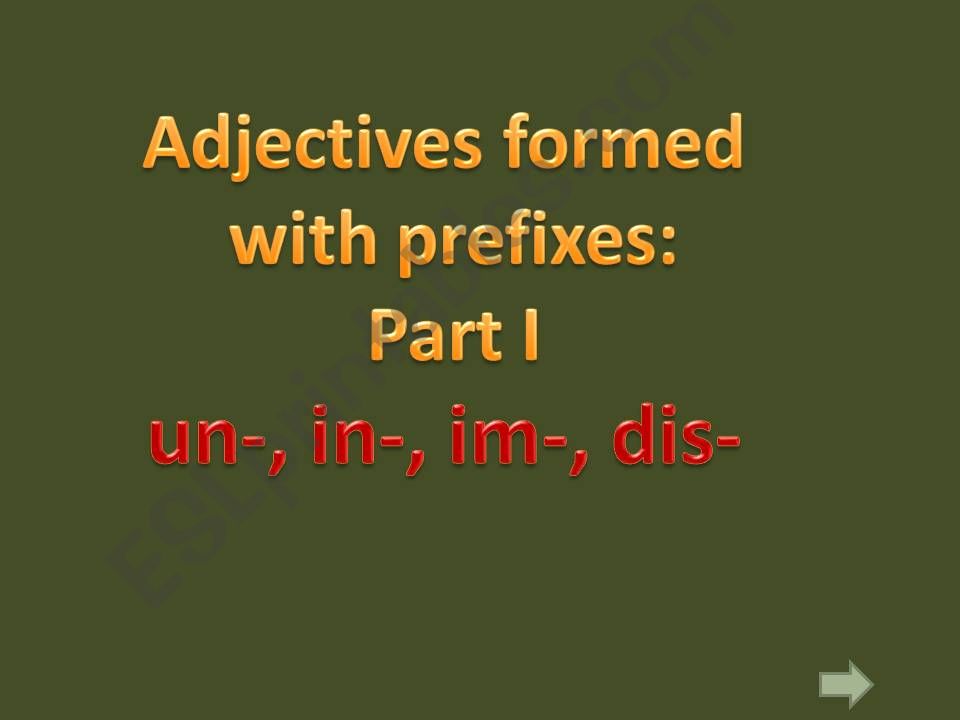 Prefixes for adjectives with negative meaning