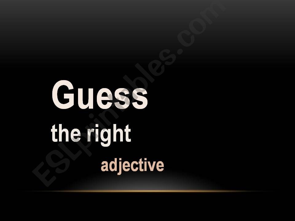 Character adjectives powerpoint