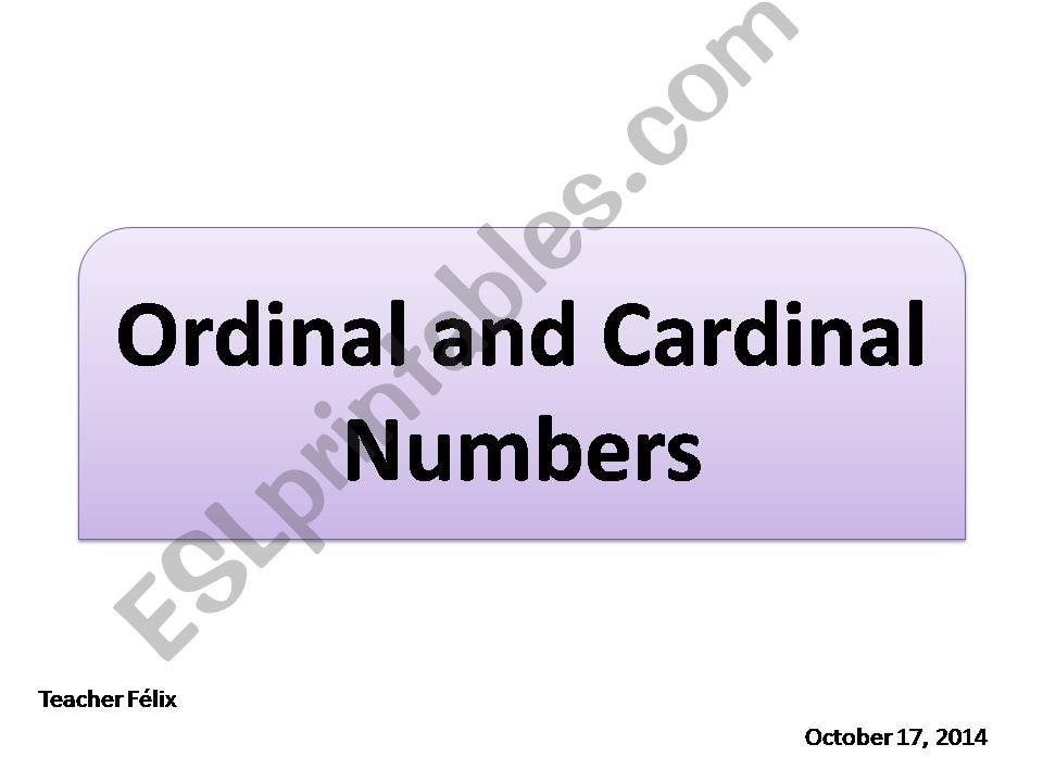 Cardinal and ordinal numbers powerpoint