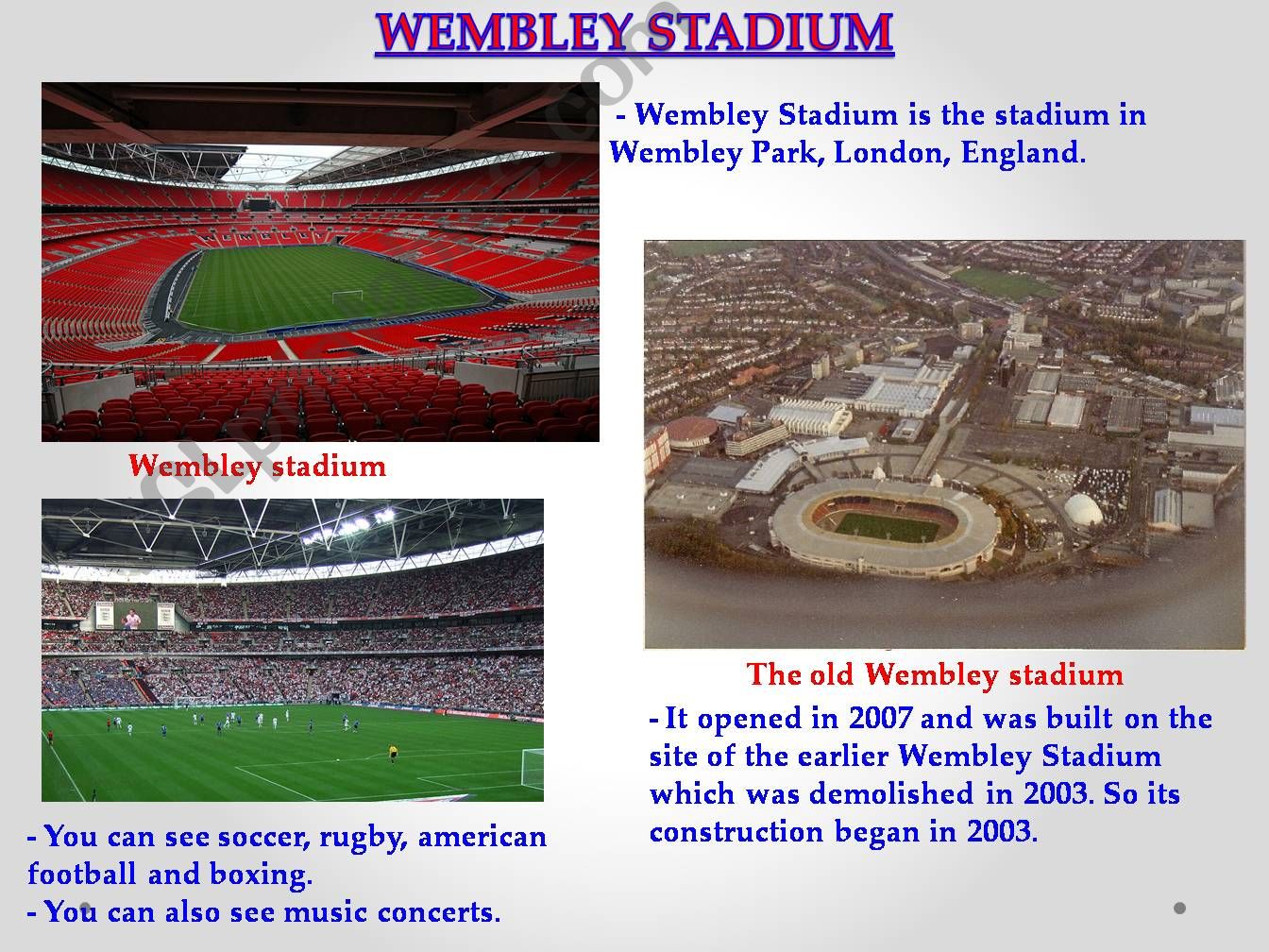 Wembley Stadium description powerpoint