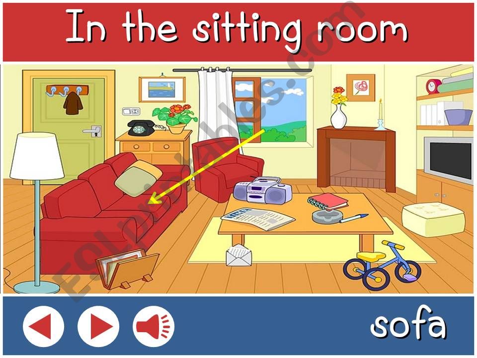 In the sitting room - vocabulary with sound