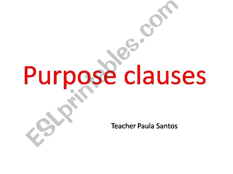 Purpose Clauses powerpoint