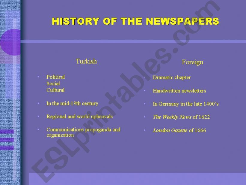 comparison of an english and a turkish newspaper