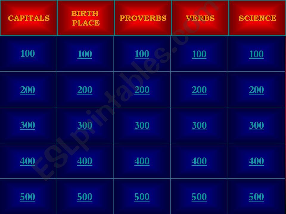 JEOPARDY GAME powerpoint