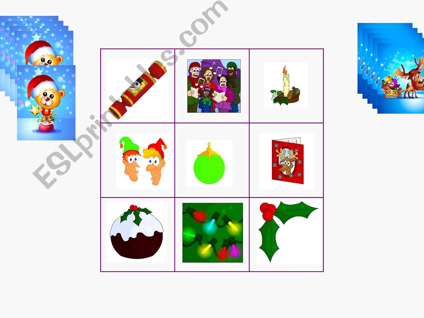 Christmas vocabulary noughts and crosses game