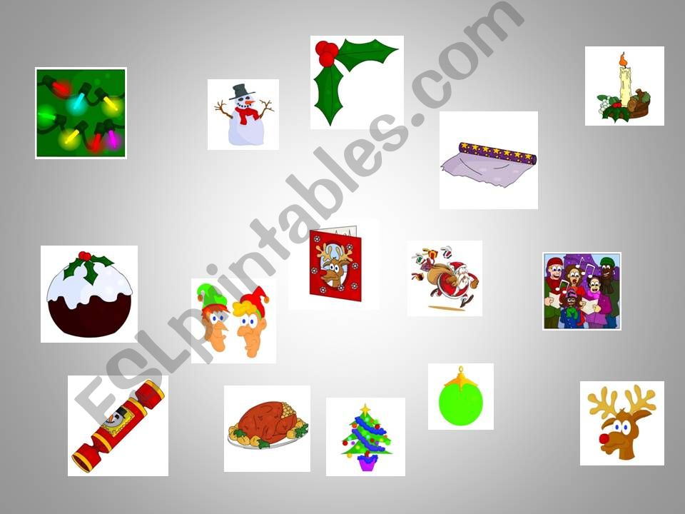 Christmas vocabulary flash once game