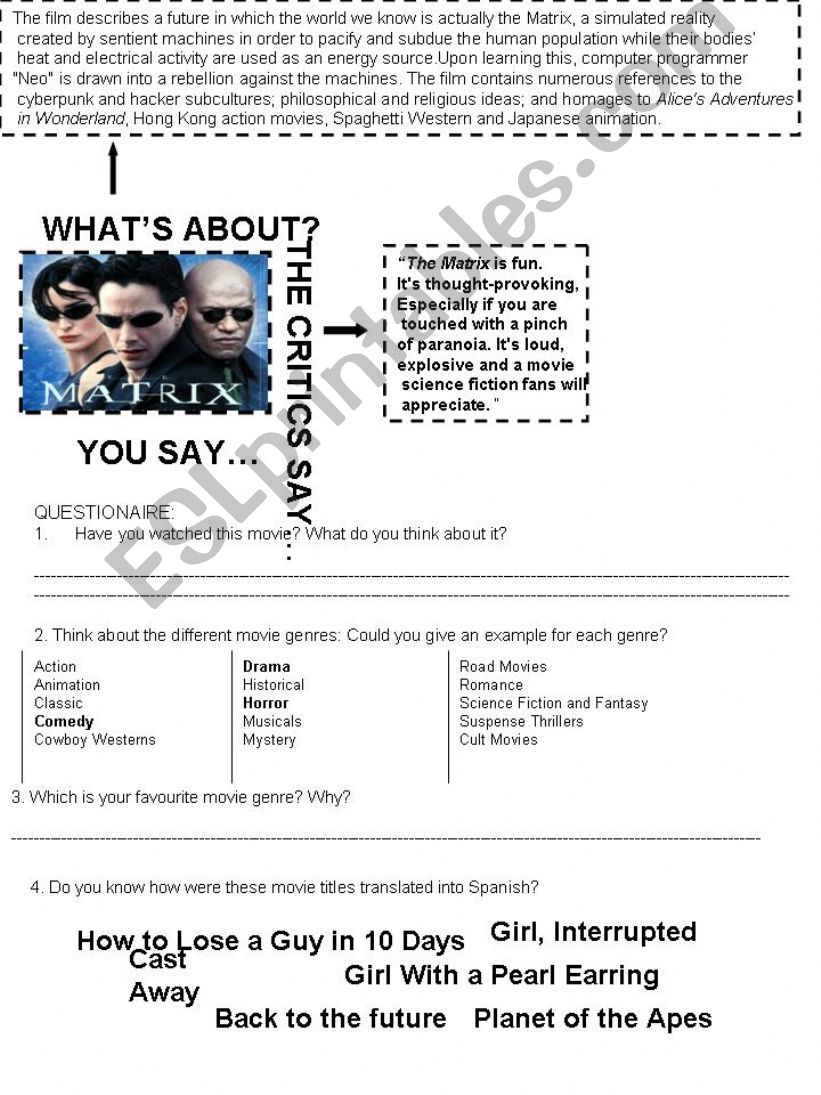 ESL - English PowerPoints: MATRIX ESL - English PowerPoints: MATRIX