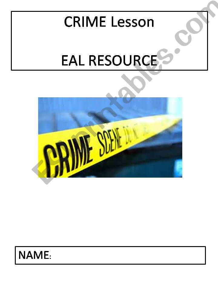 Crime lesson -prinable worksheet