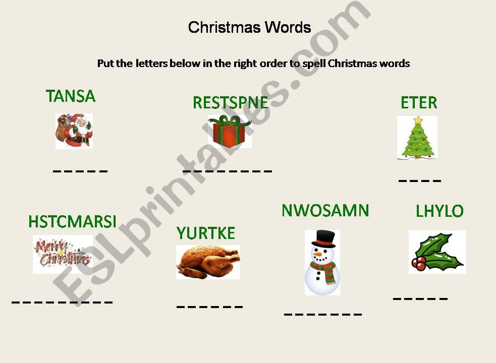 Jumbled Christmas words powerpoint