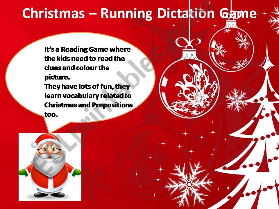 Christmas - Read and Colour Running Dictation or Clue Hunt Game