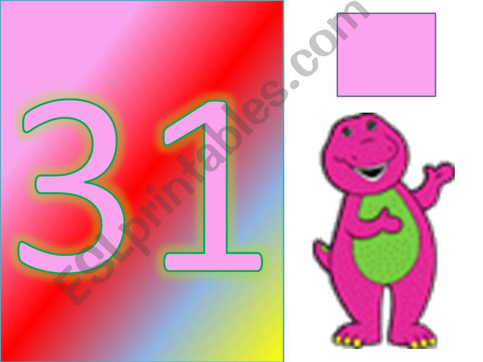 Numbers and colours, 31 to 100.