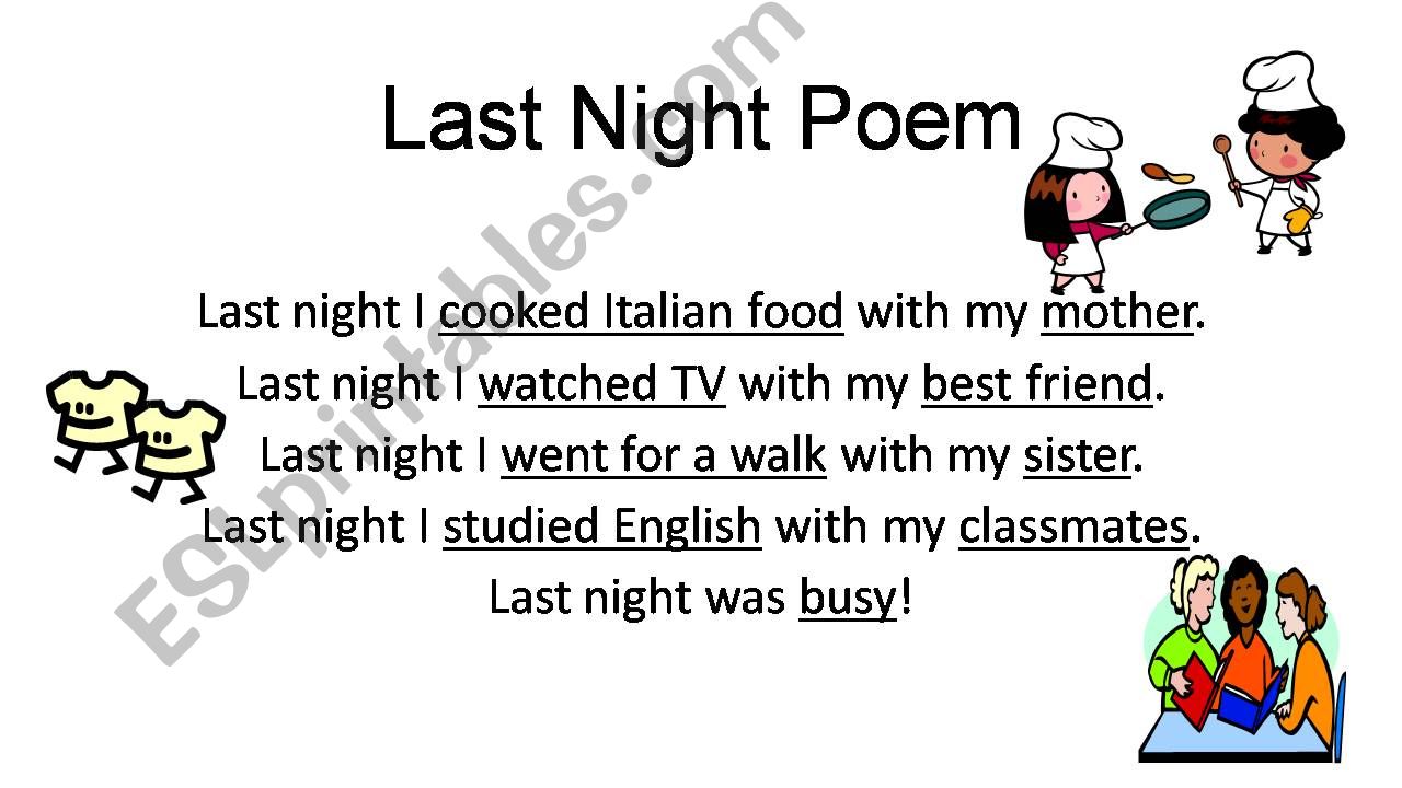 Last night Poem powerpoint