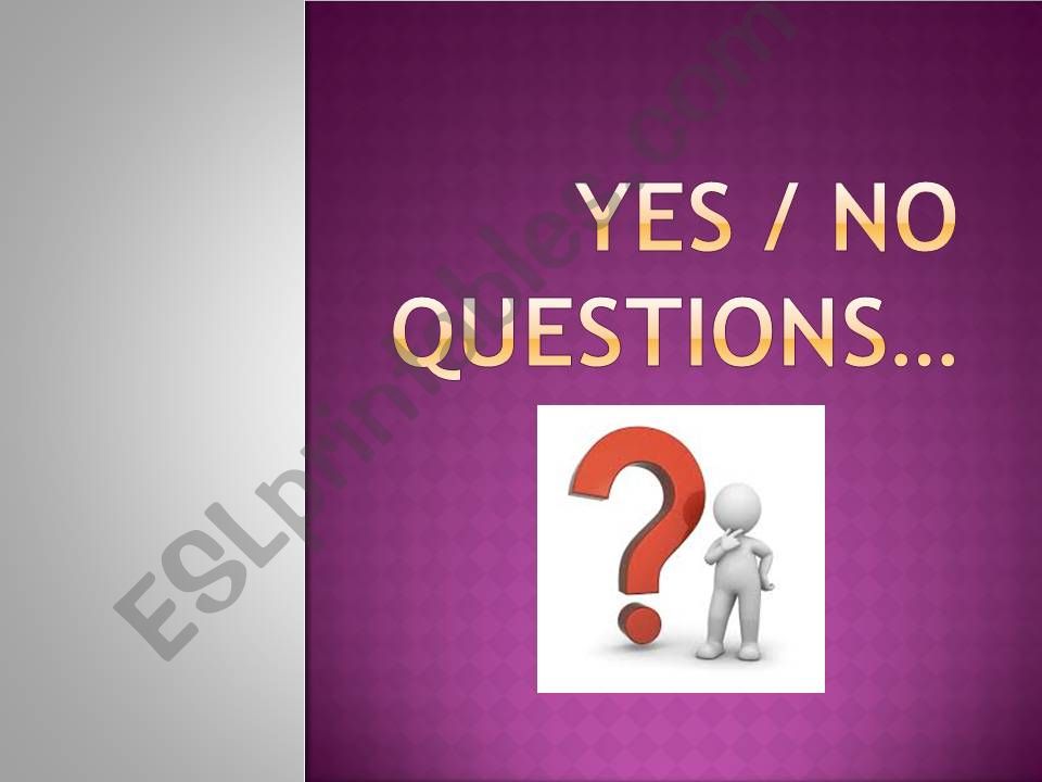 YES/NO QUESTIONS WITH THE VERB 