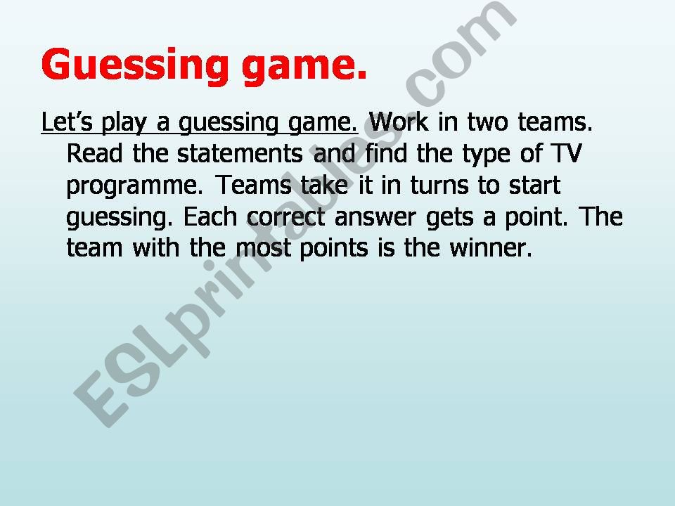 TV. Guessing game. Part1. powerpoint